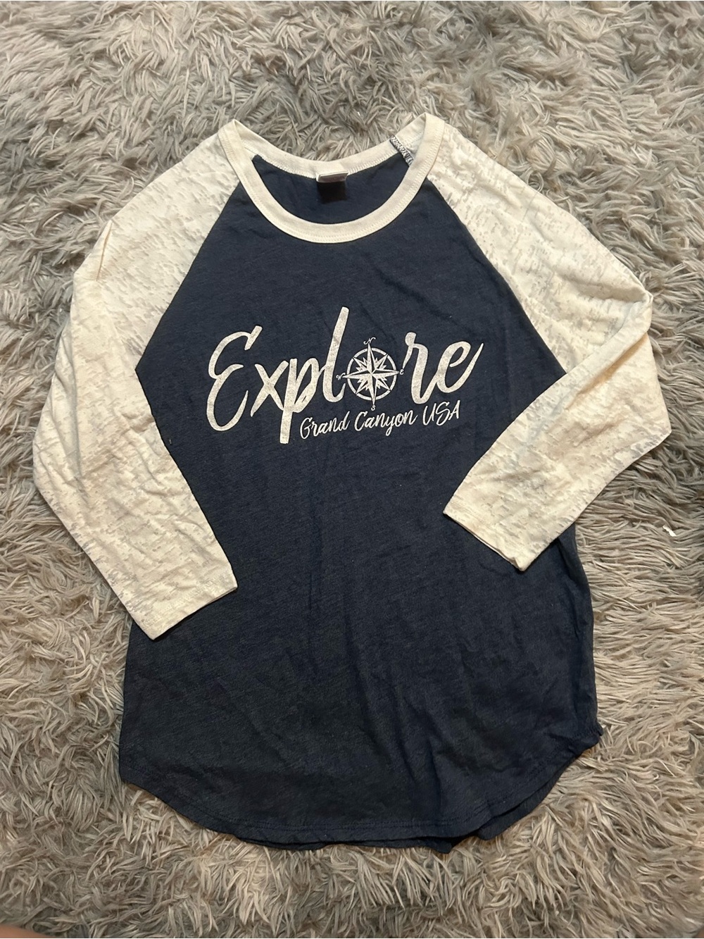 Explore Grand Canyon Raglan Tee - Navy & Cream